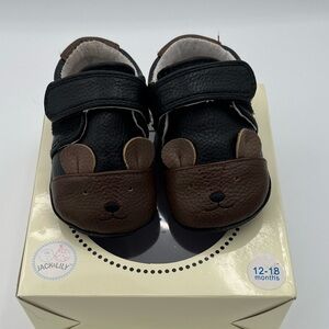 Jack & Lily “My Mocs” Leather Bear Shoes – Size 12–18 Months – With Box